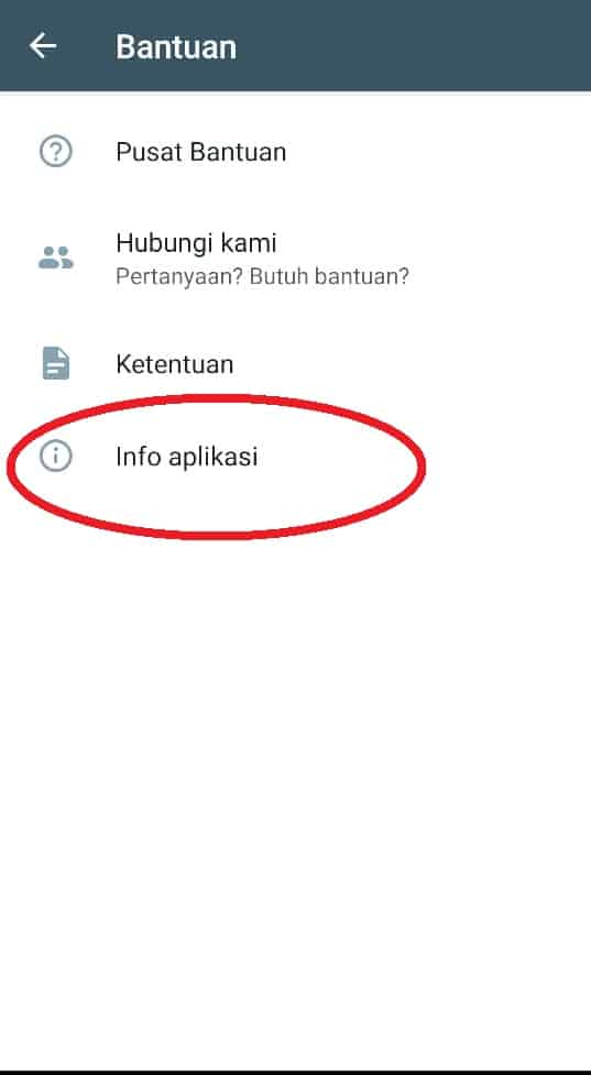 Pilih Info Aplikasi