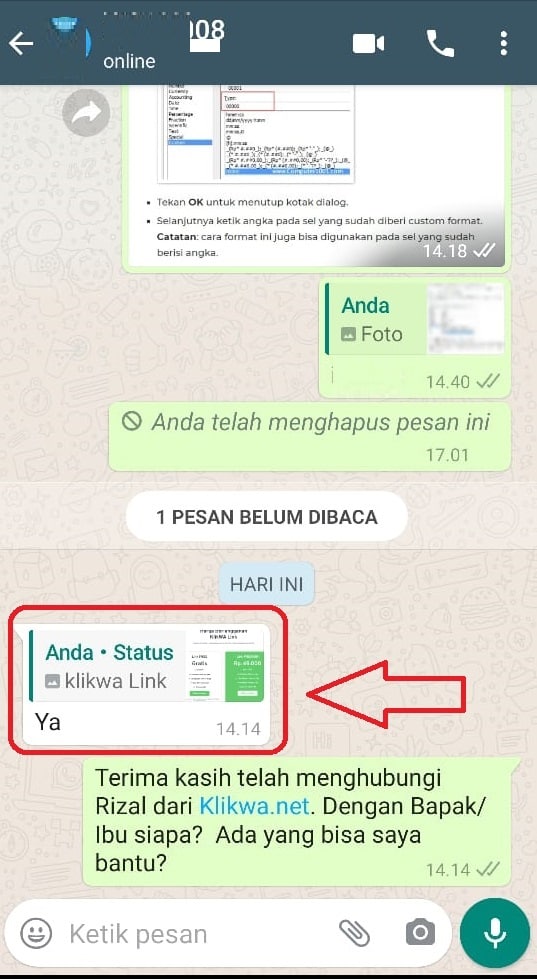 Costumer Reply Status Whatsapp 