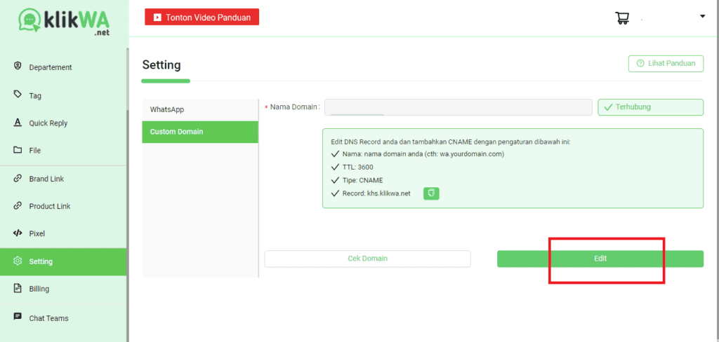 Gambar 1 . Custom Domain