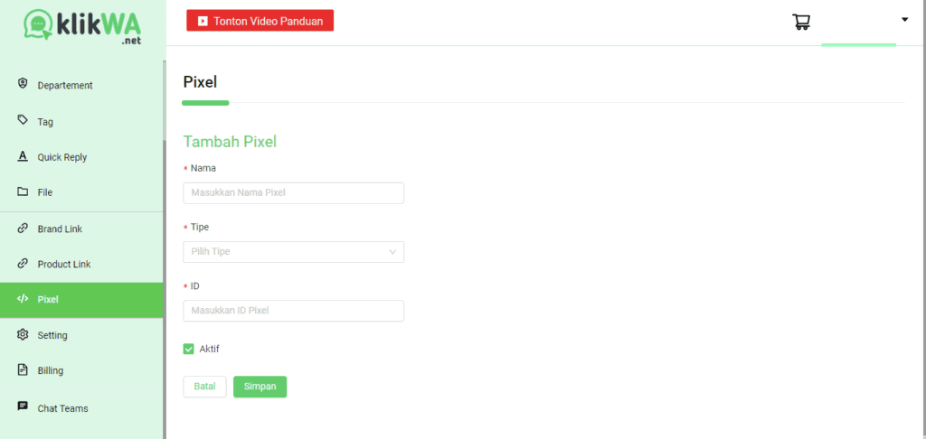 Gambar 4. Input data Pixel/GTM